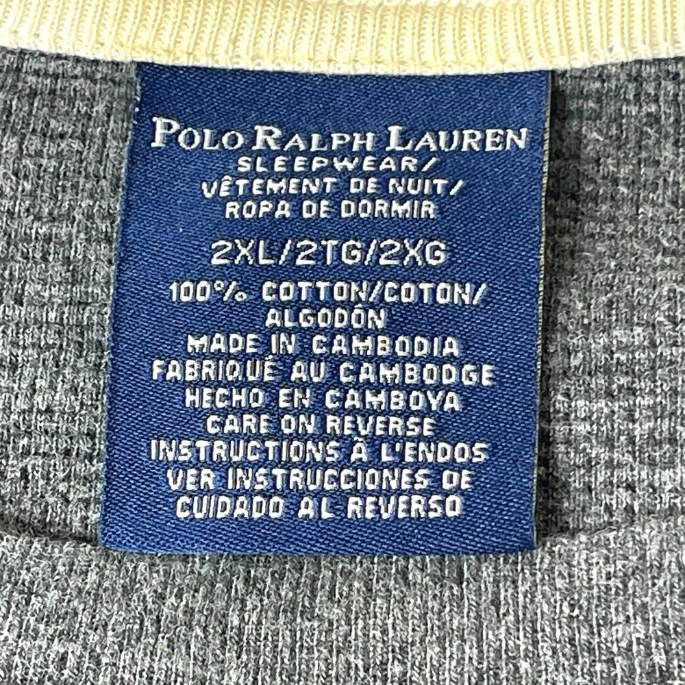 Polo Ralph Lauren Sleepwear Men's Waffle Knit Grey Large Cotton Shirt 2XL *Read*
